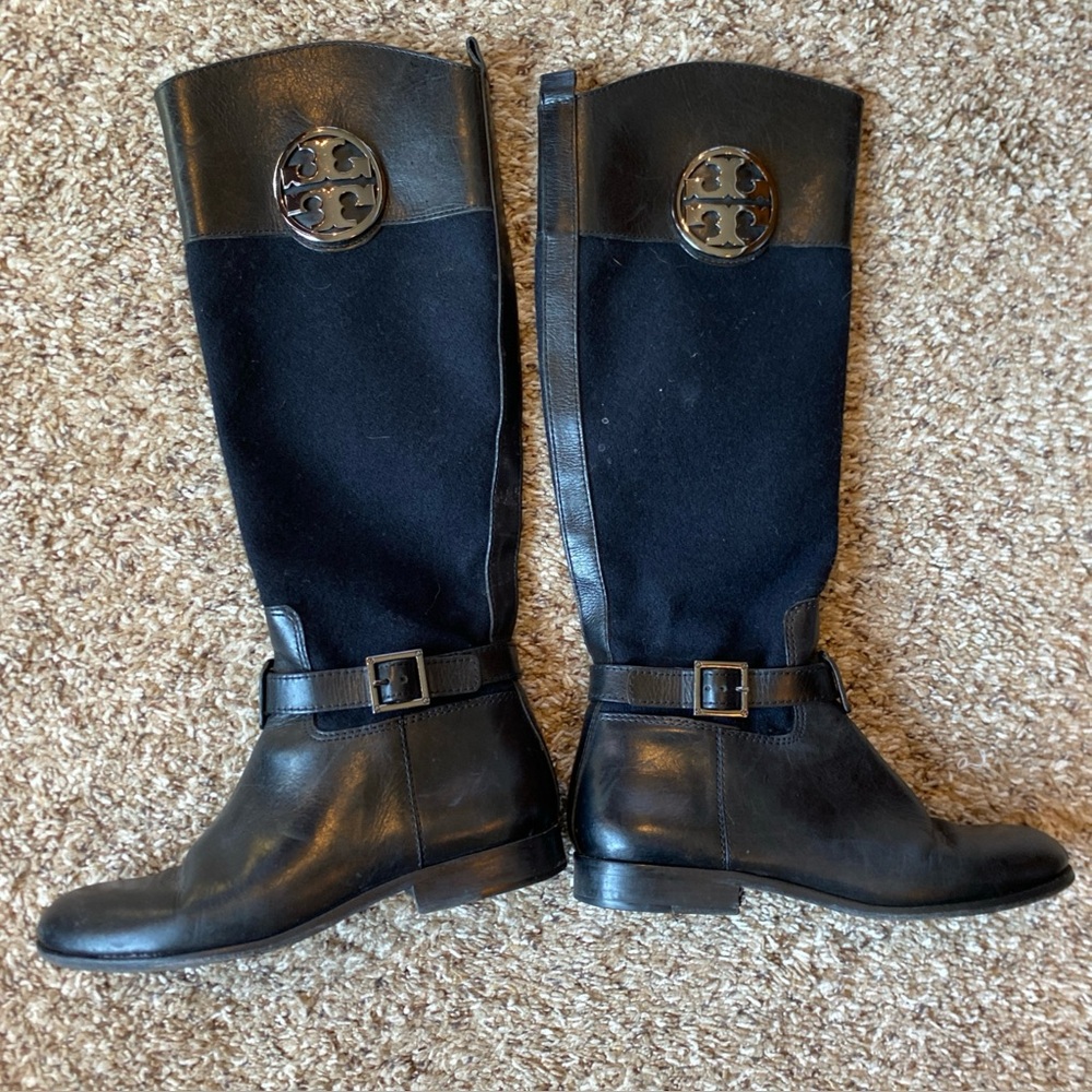 Tory Burch Black Leather Riding Boots